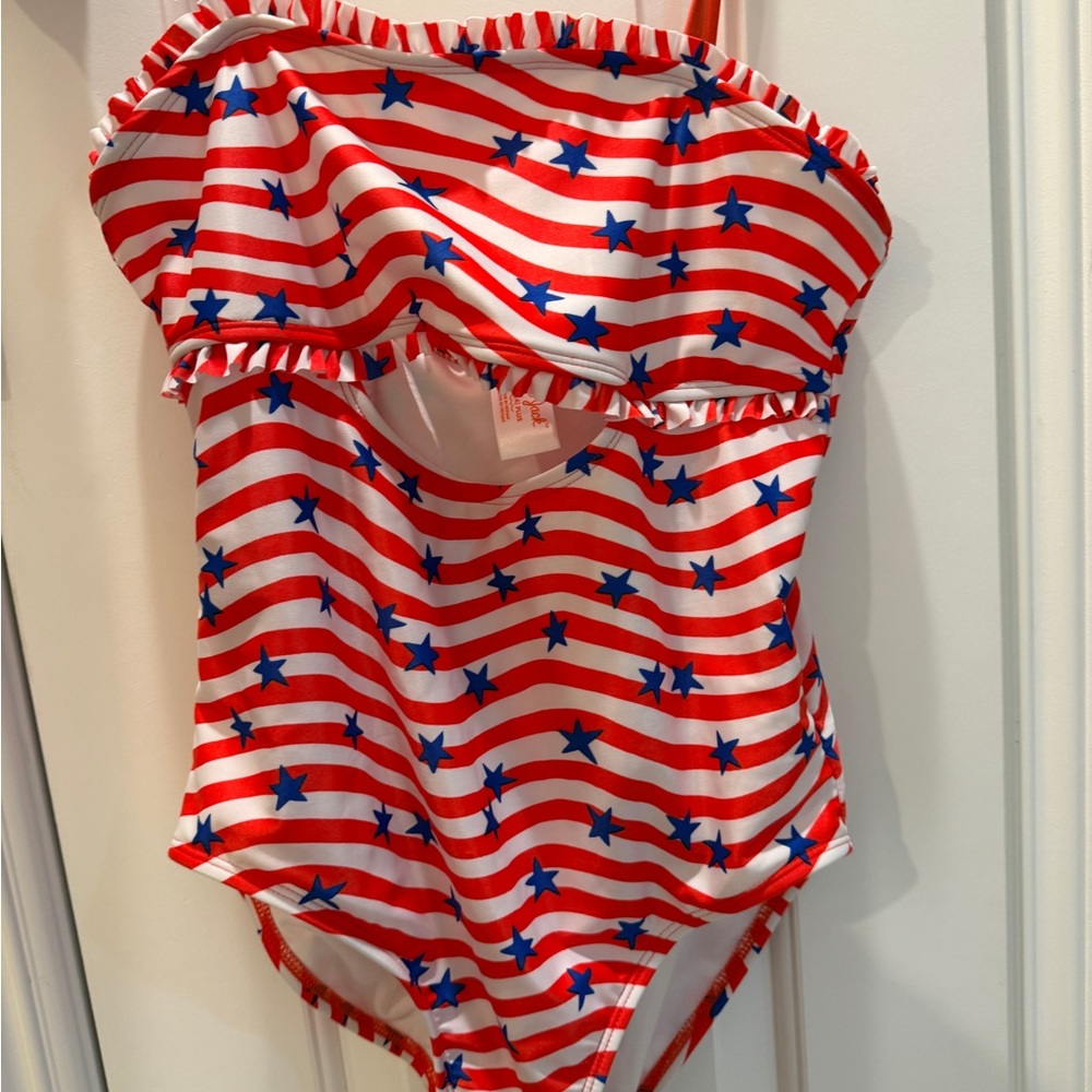 Cat & Jack Red, White & Blue Star Stripe One-Piece Swimsuit